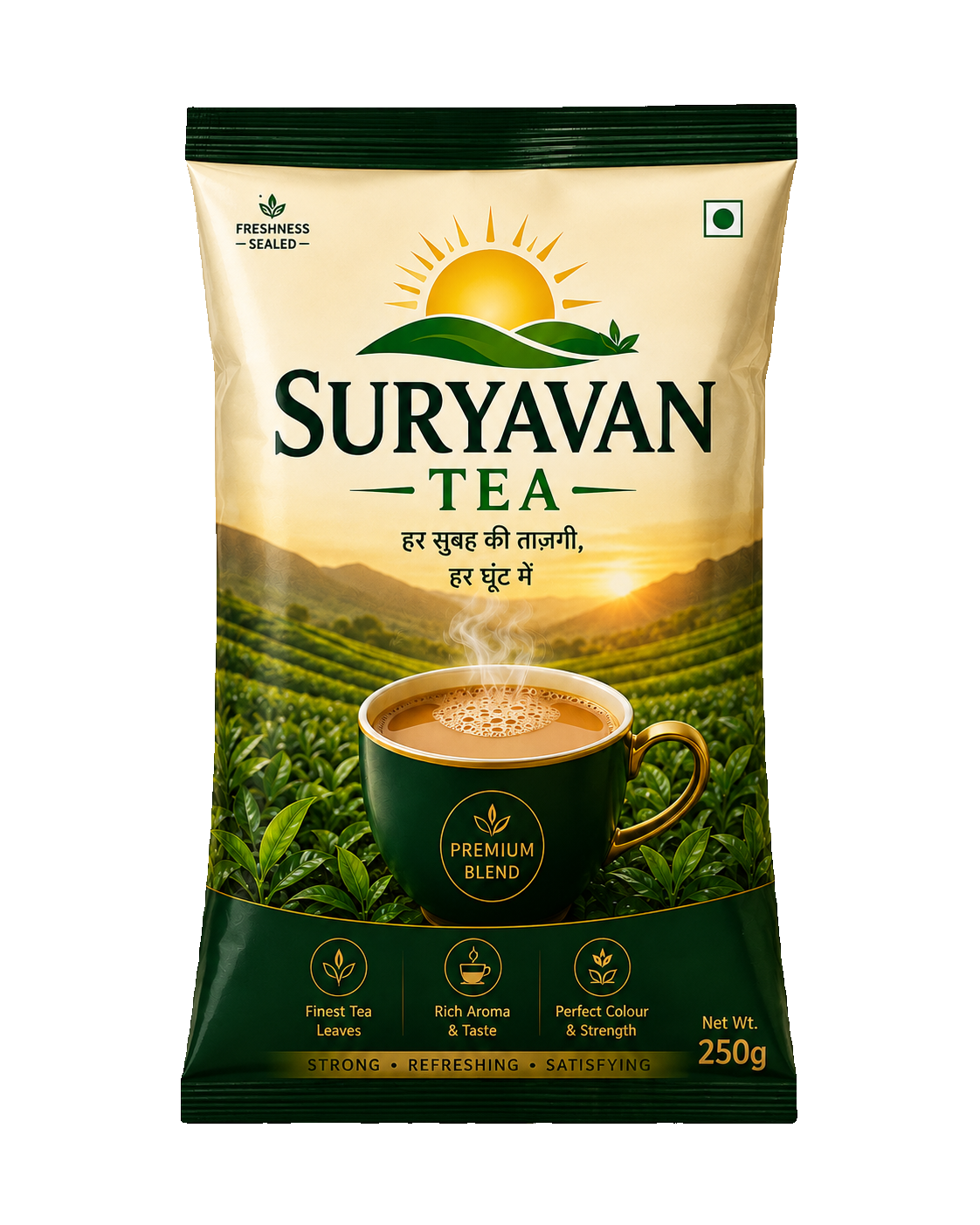 Suryavan Tea 250g package, front of pack